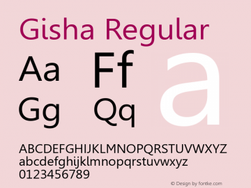 Gisha Regular Version 6.01 Font Sample