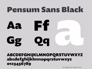 Pensum Sans Black Version 1.000;PS 1.0;hotconv 1.0.88;makeotf.lib2.5.647800图片样张
