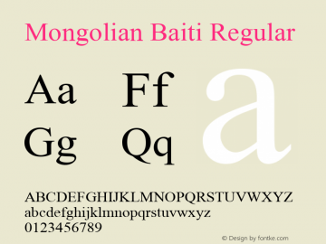 Mongolian Baiti Regular Version 0.93 Font Sample