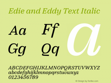 Edie and Eddy Text Italic Version 1.000图片样张
