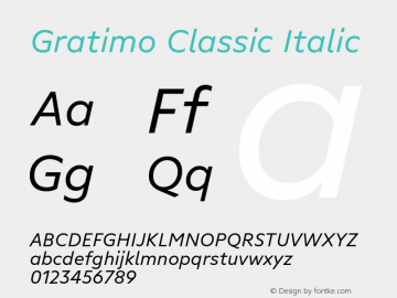 GratimoClassic-Italic Version 1.000图片样张