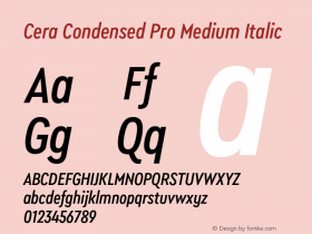 CeraCondensedPro-MediumItalic Version 6.000图片样张