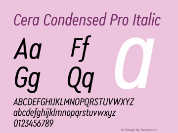 Cera Condensed Pro Italic Version 6.000图片样张