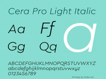 Cera Pro Light Italic Version 6.000图片样张