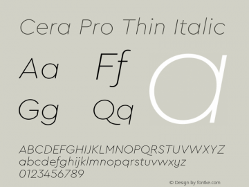 Cera Pro Thin Italic Version 6.000图片样张