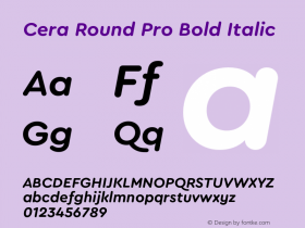 Cera Round Pro Bold Italic Version 6.000;hotconv 1.0.109;makeotfexe 2.5.65596图片样张