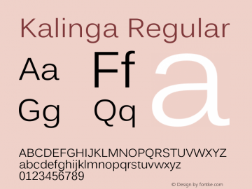 Kalinga Regular Version 5.00 Font Sample