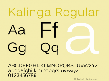 Kalinga Regular Version 5.01 Font Sample