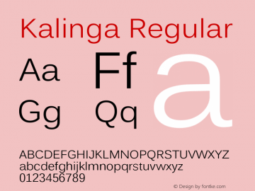 Kalinga Regular Version 6.90 Font Sample