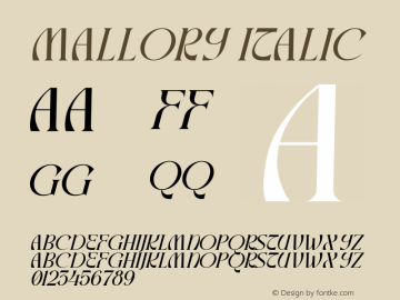 Mallory Italic Version 1.00;April 18, 2022;FontCreator 13.0.0.2680 64-bit图片样张