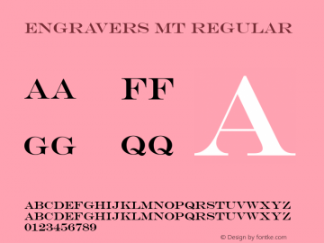 Engravers MT Regular Version 1.50 Font Sample