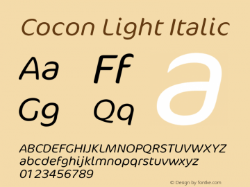 Cocon Light Italic Version 7.504; August 17, 2022图片样张