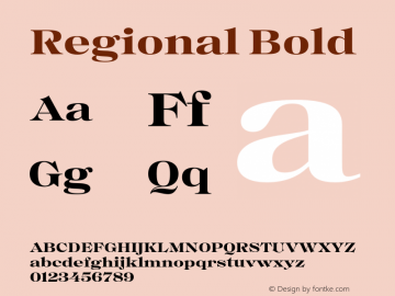 Regional Bold Version 1.000;hotconv 1.0.109;makeotfexe 2.5.65596图片样张