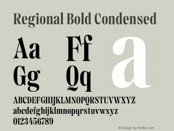 Regional Bold Condensed Version 1.000;hotconv 1.0.109;makeotfexe 2.5.65596图片样张