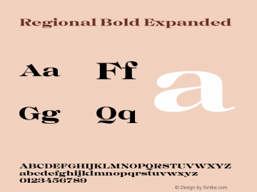 Regional Bold Expanded Version 1.000;hotconv 1.0.109;makeotfexe 2.5.65596图片样张