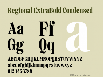 Regional ExtraBold Condensed Version 1.000;hotconv 1.0.109;makeotfexe 2.5.65596图片样张