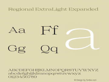 Regional ExtraLight Expanded Version 1.000;hotconv 1.0.109;makeotfexe 2.5.65596图片样张