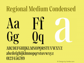 Regional Medium Condensed Version 1.000;hotconv 1.0.109;makeotfexe 2.5.65596图片样张