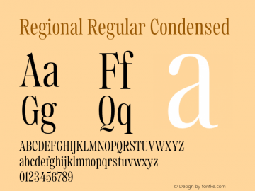 Regional Regular Condensed Version 1.000;hotconv 1.0.109;makeotfexe 2.5.65596图片样张