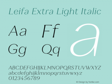 Leifa-ExtraLightItalic Version 2.000;hotconv 1.0.109;makeotfexe 2.5.65596图片样张