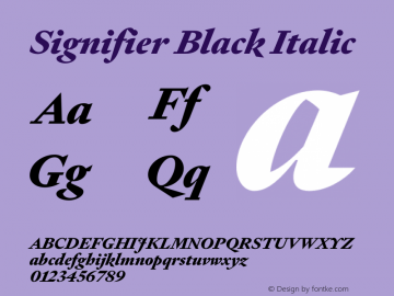 Signifier Black Italic Version 1.005;hotconv 1.0.116;makeotfexe 2.5.65601图片样张