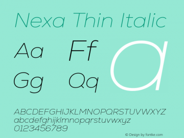 Nexa Thin Italic Version 2.00; August 17, 2022图片样张