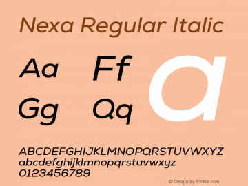 Nexa Regular Italic Version 2.00; August 17, 2022图片样张