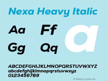 Nexa Heavy Italic Version 2.00; August 17, 2022图片样张