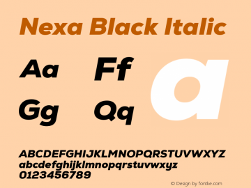 Nexa Black Italic Version 2.00; August 17, 2022图片样张
