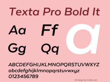 Texta Pro Bold It Version 1.005;hotconv 1.0.109;makeotfexe 2.5.65596图片样张