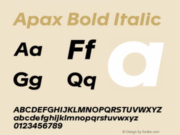 Apax Bold Italic Version 1.000图片样张