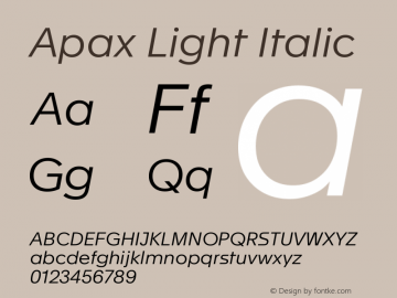 Apax Light Italic Version 1.000图片样张