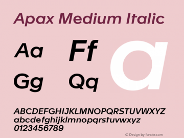 Apax Medium Italic Version 1.000图片样张
