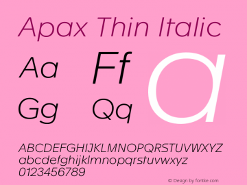 Apax Thin Italic Version 1.000图片样张