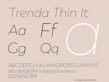 Trenda Thin It Version 1.001;PS 001.001;hotconv 1.0.88;makeotf.lib2.5.64775图片样张