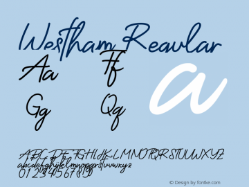 Westham - Personal Use Version 1.00;July 7, 2021;FontCreator 11.5.0.2430 64-bit图片样张