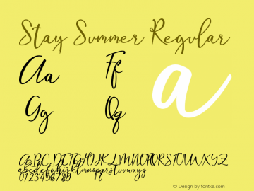 Stay Summer - Personal Use Version 1.00;July 7, 2021;FontCreator 11.5.0.2430 64-bit图片样张