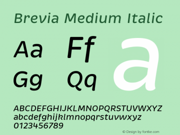 Brevia-MediumItalic Version 001.001; August 24, 2022图片样张