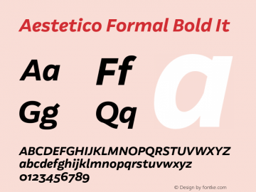 Aestetico Formal Bold It Version 0.007;PS 000.007;hotconv 1.0.88;makeotf.lib2.5.64775图片样张
