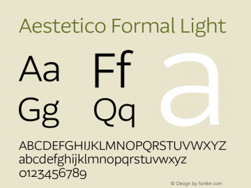 Aestetico Formal Light Version 0.007;PS 000.007;hotconv 1.0.88;makeotf.lib2.5.64775图片样张