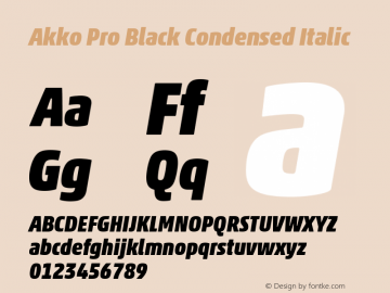 Akko Pro Black Condensed Italic Version 1.00图片样张