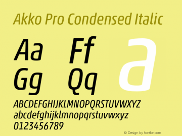 Akko Pro Condensed Italic Version 1.00图片样张