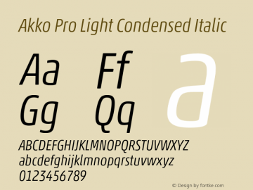 Akko Pro Light Condensed Italic Version 1.00图片样张