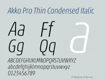 Akko Pro Thin Condensed Italic Version 1.00图片样张