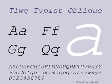 Tlwg Typist Oblique Version 001.003: 2007-04-13 Font Sample