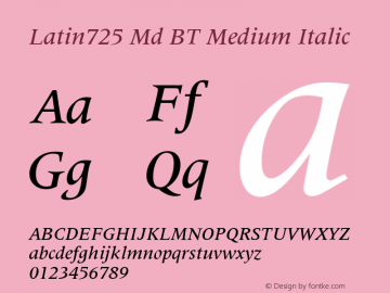 Latin725 Md BT Medium Italic Version 1.01 emb4-OT图片样张