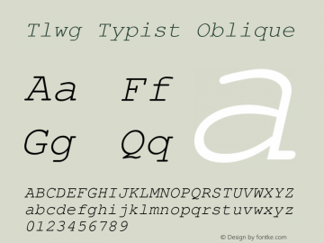 Tlwg Typist Oblique Version 001.015: 2009-07-23 Font Sample