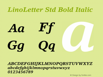 LinoLetterStd-BoldItalic Version 3.000 Build 1000图片样张