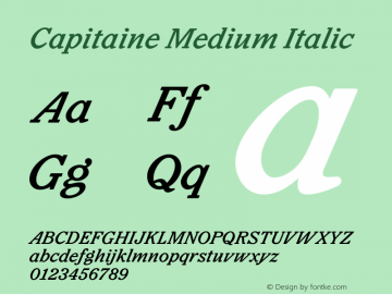 Capitaine Medium Italic Version 1.100图片样张