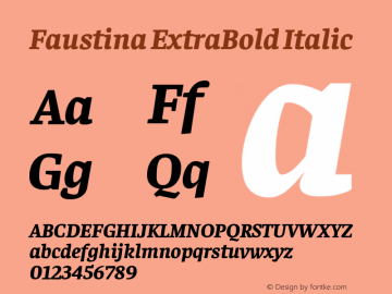 Faustina ExtraBold Italic Version 1.200; ttfautohint (v1.8.3)图片样张